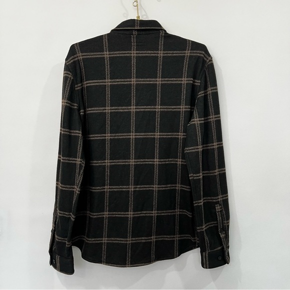 Express Plaid Size Medium Men's Brown/Tan Flannel Long Sleeve Button-Up - Picture 4 of 8